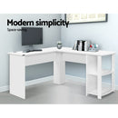 Artiss Office Computer Desk Corner Student Study Table Workstation L-Shape Shelf White - Coll Online