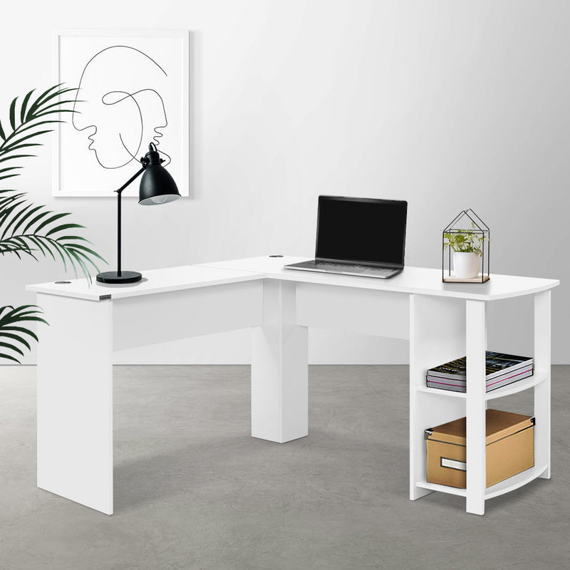 Artiss Office Computer Desk Corner Student Study Table Workstation L-Shape Shelf White - Coll Online