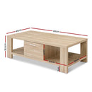 Artiss Coffee Table Wooden Shelf Storage Drawer Living Furniture Thick Tabletop - Coll Online