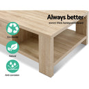 Artiss Coffee Table Wooden Shelf Storage Drawer Living Furniture Thick Tabletop - Coll Online