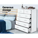 Artiss Tallboy Dresser Table 6 Chest of Drawers Cabinet Bedroom Storage White - Coll Online