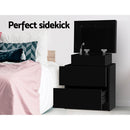 Artiss Bedside Tables 2 Drawers Side Table Storage Nightstand Black Bedroom Wood - Coll Online