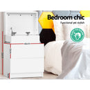 Artiss Bedside Tables 2 Drawers Side Table Storage Nightstand White Bedroom Wood - Coll Online