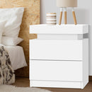 Artiss Bedside Tables 2 Drawers Side Table Storage Nightstand White Bedroom Wood - Coll Online