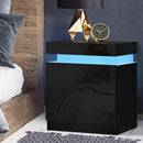 Artiss Bedside Tables Side Table Drawers RGB LED High Gloss Nightstand Black - Coll Online