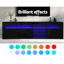 Artiss TV Cabinet Entertainment Unit Stand RGB LED Gloss 3 Doors 180cm Black