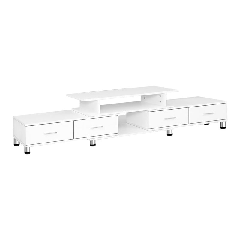 Artiss TV Cabinet Entertainment Unit Stand Wooden 160CM To 220CM Lowline Storage Drawers White