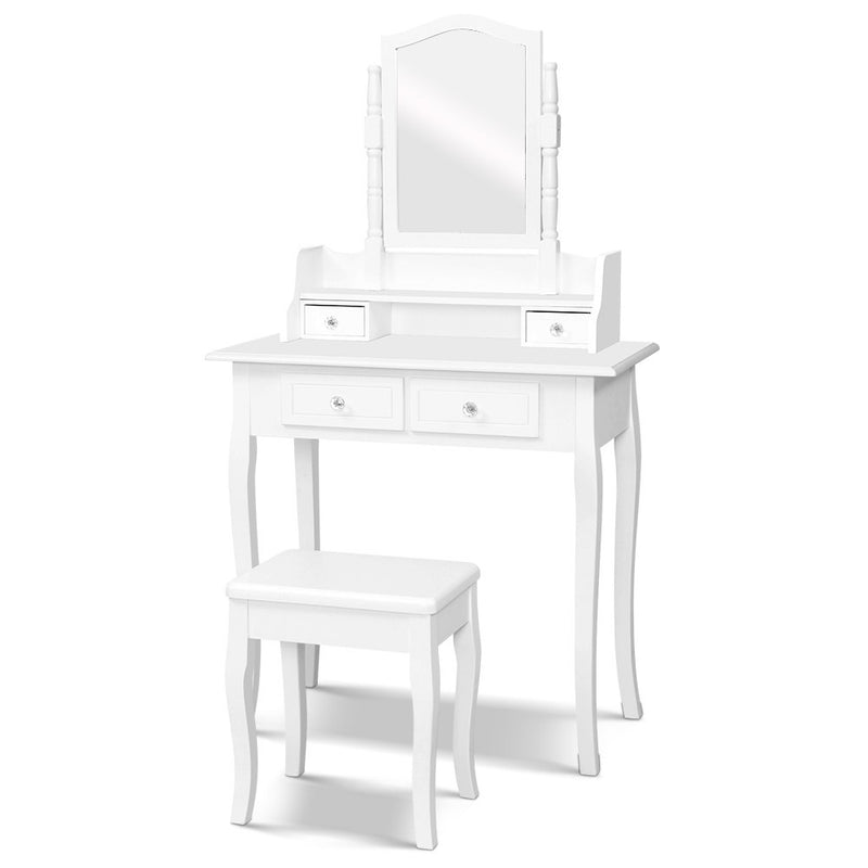 Dressing Table Stool Mirror Jewellery Cabinet White Tables Drawers Box Organizer - Coll Online