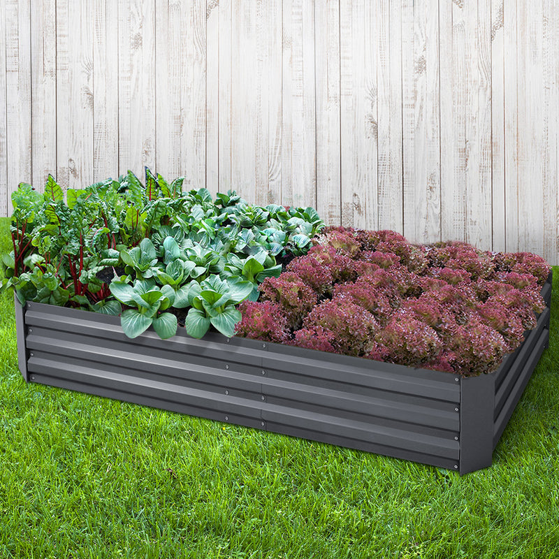 Greenfingers 180x90x30CM Galvanised Raised Garden Bed Steel Instant Planter - Coll Online