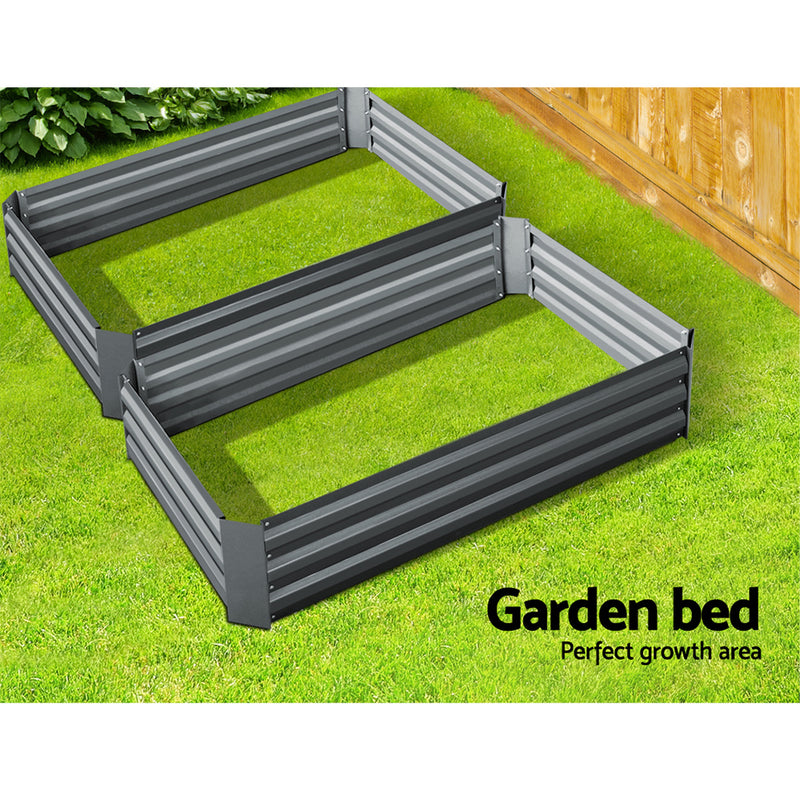 Greenfingers Garden Bed 2PCS 120X90X30CM Galvanised Steel Raised Planter - Coll Online