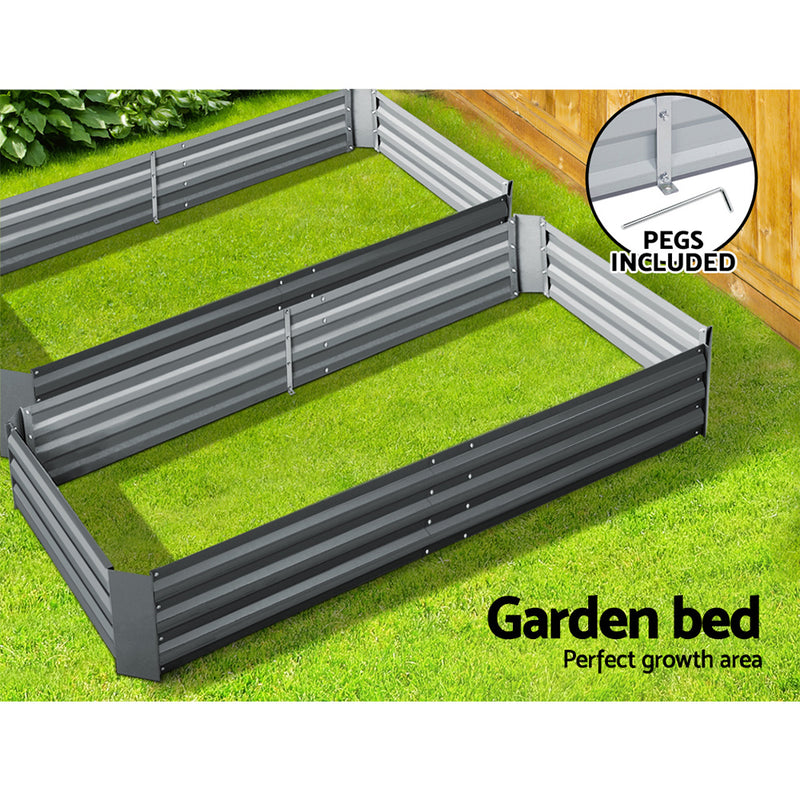Greenfingers Garden Bed 2PCS 210X90X30cm  Galvanised Steel Raised Planter - Coll Online