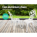 Outdoor Furniture Chairs Table 3pc Aluminium Bistro White - Coll Online