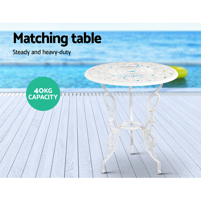 Outdoor Furniture Chairs Table 3pc Aluminium Bistro White - Coll Online