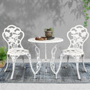 Outdoor Furniture Chairs Table 3pc Aluminium Bistro White - Coll Online