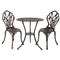 Gardeon 3PC Outdoor Setting Cast Aluminium Bistro Table Chair Patio Bronze - Coll Online