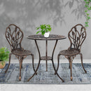 Gardeon 3PC Outdoor Setting Cast Aluminium Bistro Table Chair Patio Bronze - Coll Online