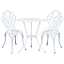 Gardeon 3PC Outdoor Setting Cast Aluminium Bistro Table Chair Patio White - Coll Online