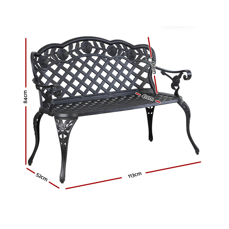 Gardeon Garden Bench Patio Porch Park Lounge Cast Aluminium Outdoor Furniture - Coll Online