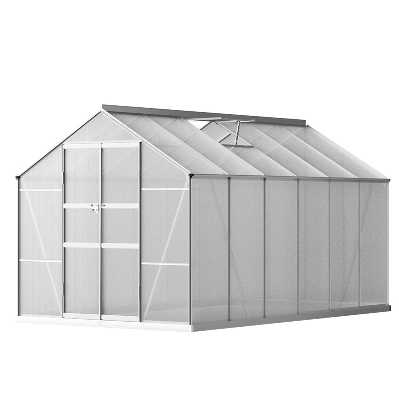 Greenfingers Greenhouse Aluminium Polycarbonate Green House Garden Shed 3x2.5M