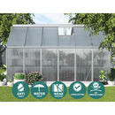 Greenfingers Greenhouse Aluminium Green House Garden Shed Polycarbonate 3.6x2.5M