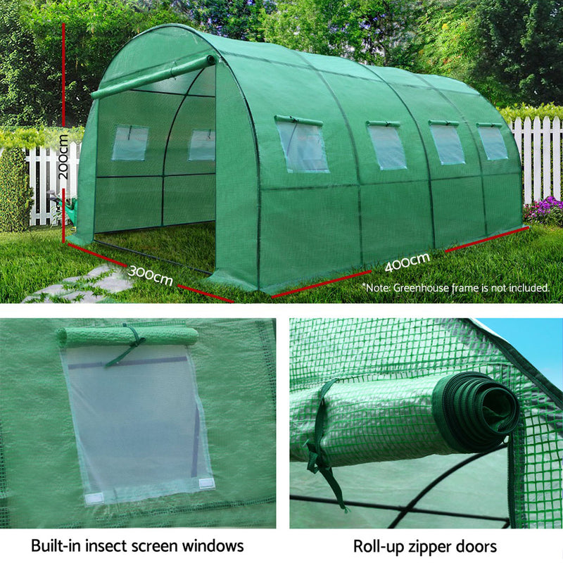 Greenfingers Garden Shed Greenhouse 4MX3MX2M Green House Replacement Cover Only - Coll Online