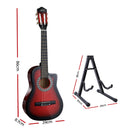 Alpha 34" Inch Guitar Classical Acoustic Cutaway Wooden Ideal Kids Gift Children 1/2 Size Red with Capo Tuner - Coll Online