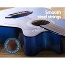 ALPHA 38 Inch Wooden Acoustic Guitar with Accessories set Blue - Coll Online