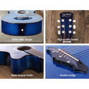 ALPHA 38 Inch Wooden Acoustic Guitar with Accessories set Blue - Coll Online