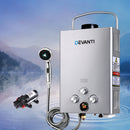 DEVANTi Outdoor Portable Gas Hot Water Heater Shower Camping LPG Caravan Pump Silver - Coll Online