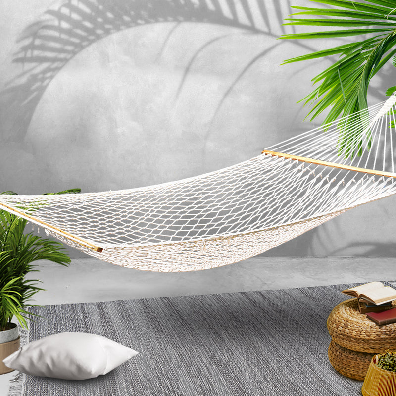 Gardeon Double Swing Hammock Bed Cream - Coll Online