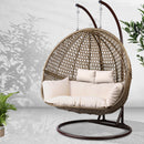 Gardeon Outdoor Double Hanging Swing Chair - Brown - Coll Online