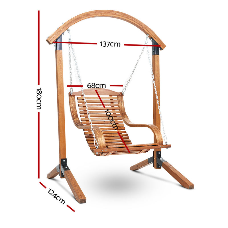 Gardeon Outdoor Furniture Timber Hammock Chair Wooden Patio Swing Lounge Chairs - Coll Online