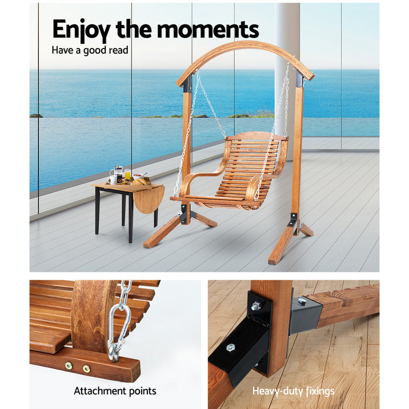 Gardeon Outdoor Furniture Timber Hammock Chair Wooden Patio Swing Lounge Chairs - Coll Online