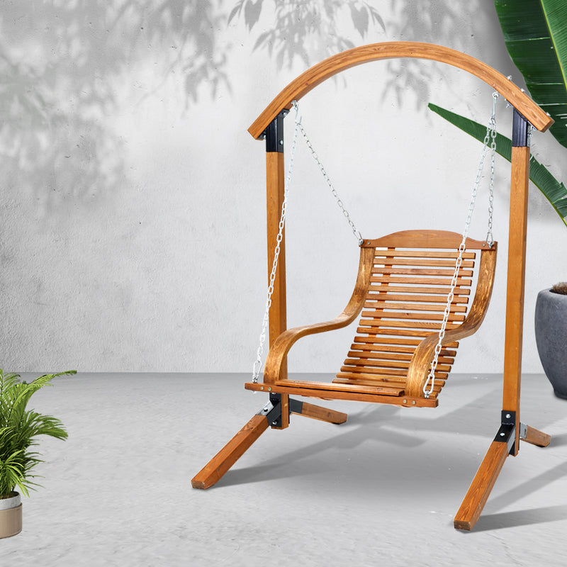 Gardeon Outdoor Furniture Timber Hammock Chair Wooden Patio Swing Lounge Chairs - Coll Online