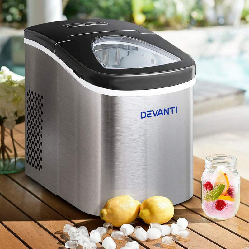 Devanti 2.4L Stainless Steel Portable Ice Cube Maker - Coll Online
