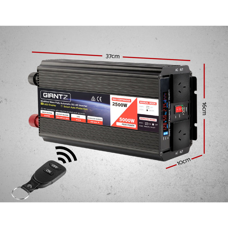 Giantz Power Inverter 2500W or 5000W Modified Sine Wave 12V-240V Camping Caravan