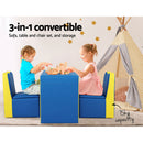 Keezi Kids Sofa Armchair Children Table Chair Couch PU Padded Blue Storage Space - Coll Online