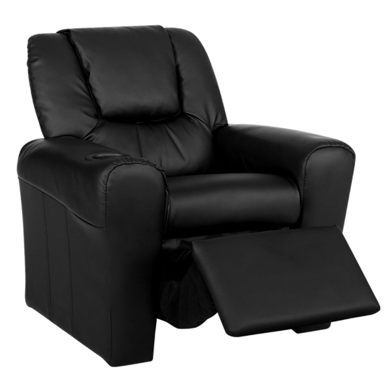 Keezi Kids Recliner Chair Black PU Leather Sofa Lounge Couch Children Armchair