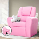 Keezi Kids Recliner Chair Pink PU Leather Sofa Lounge Couch Children Armchair