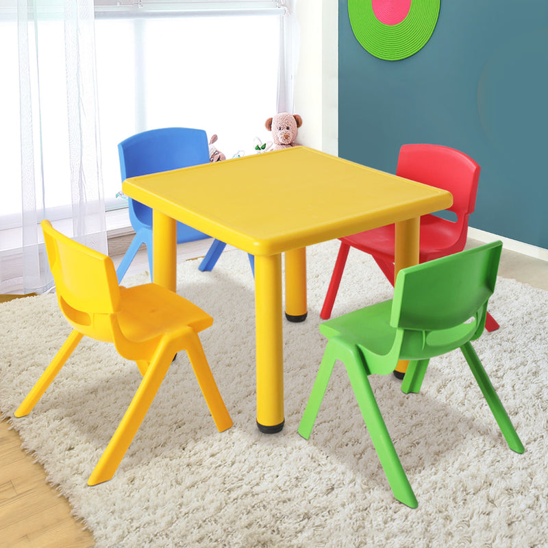 Keezi 5 Piece Kids Table and Chair Set - Yellow - Coll Online
