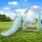 Keezi Kids Slide Swing Outdoor Playground Music Basketball Set Green