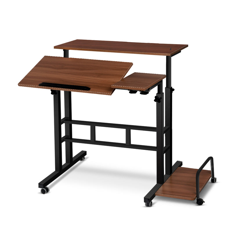 Mobile Twin Laptop Desk - Dark Wood - Coll Online