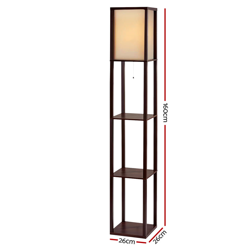 Artiss Floor Lamp Vintage Reding Light Stand Wood Shelf Storage Organizer Home - Coll Online