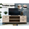Artiss TV Cabinet Entertainment Unit Stand Industrial Wooden Metal Frame 132cm Oak - Coll Online