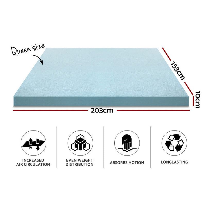 Giselle Bedding Memory Foam Mattress Topper Queen Bed Cool Gel Bamboo Cover 10CM - Coll Online