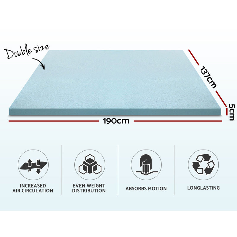 Giselle Bedding Cool Gel Memory Foam Mattress Topper Bamboo Cover 5CM Double - Coll Online