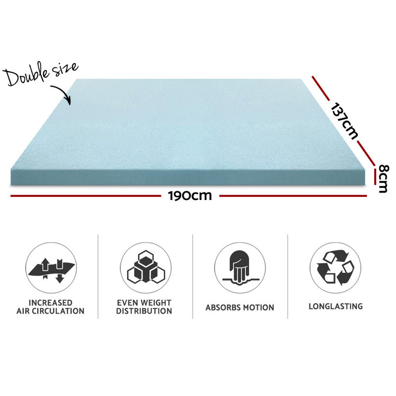 Giselle Bedding COOL GEL Memory Foam Mattress Topper BAMBOO Cover Double 8CM Mat - Coll Online