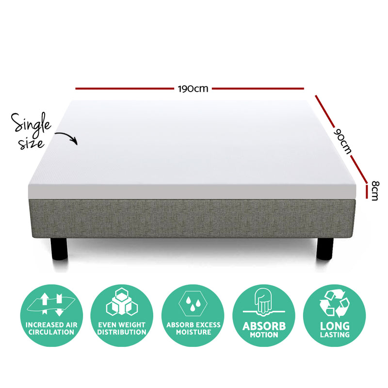 Giselle Bedding Single Size Dual Layer Cool Gel Memory Foam Topper