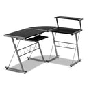 Artiss Corner Metal Pull Out Table Desk - Black - Coll Online