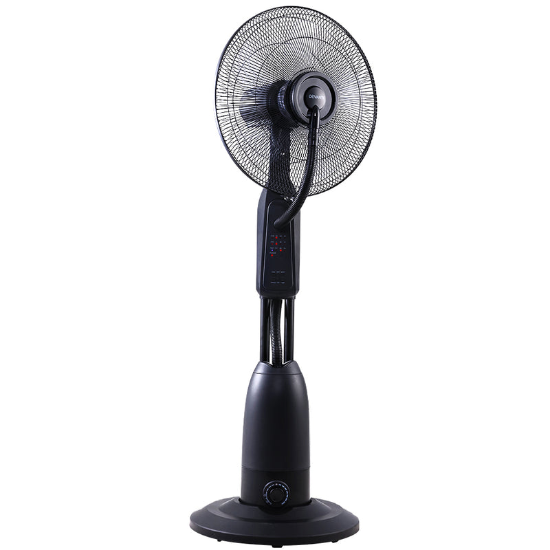 Devanti Mist Fan Pedestal Fans Cool Water Spray Timer Remote 5 Blades Black - Coll Online